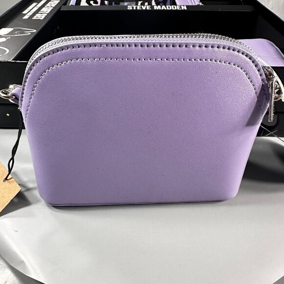 Steve Madden Crossbody Women Handbag Monogram Strap Coin Purse Keychain Purple - Picture 4 of 16